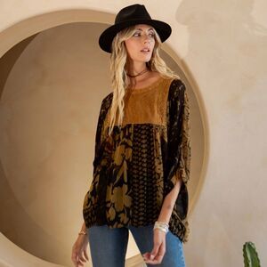 Young Threads Bohemian Tiered Patchwork Blouson Top Size Medium